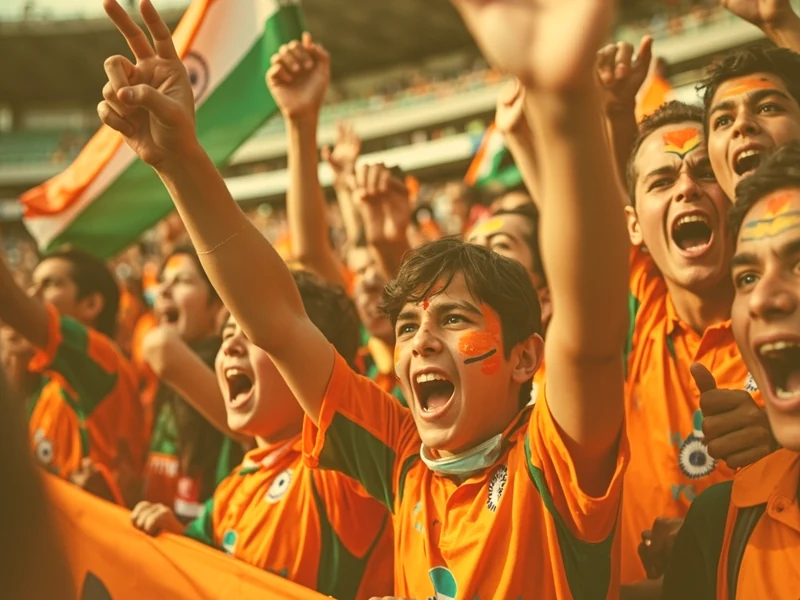 India and Australia fans cheering in the stands during a live bilateral cricket match